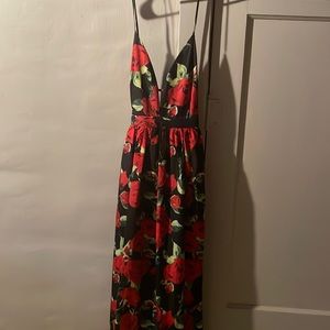 Rose floral maxi dress